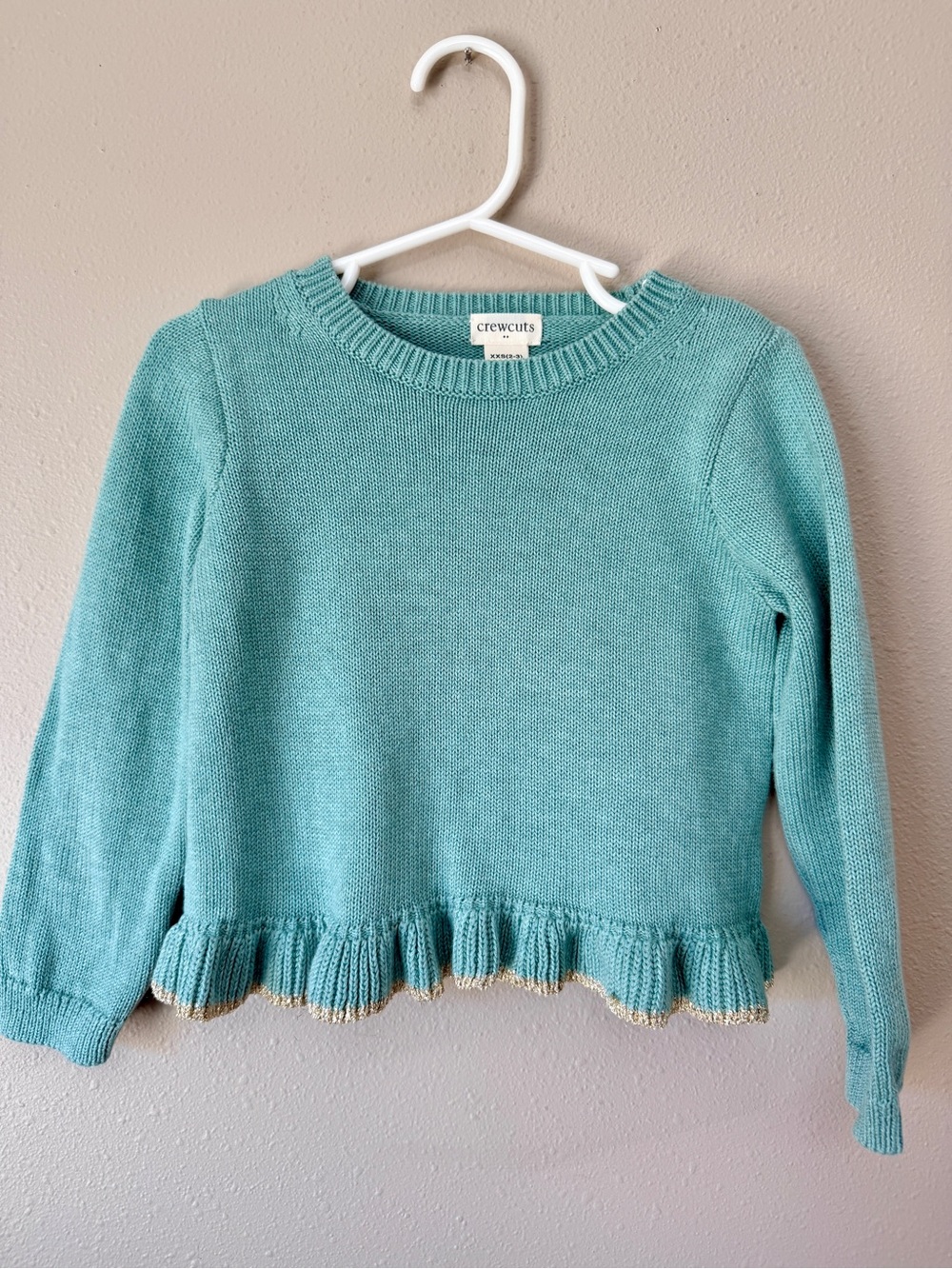 Crewcuts Teal Ruffle-Hem Sweater